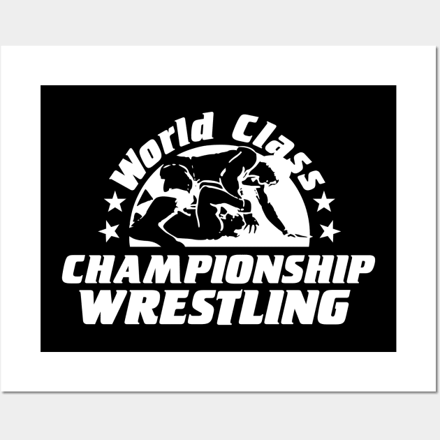WCCW World Class Championship Wrestling WHITE Wall Art by Authentic Vintage Designs